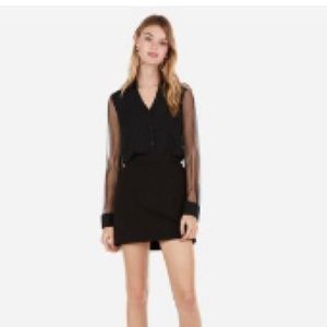 Slim Fit Mesh Sleeve Portofino Shirt